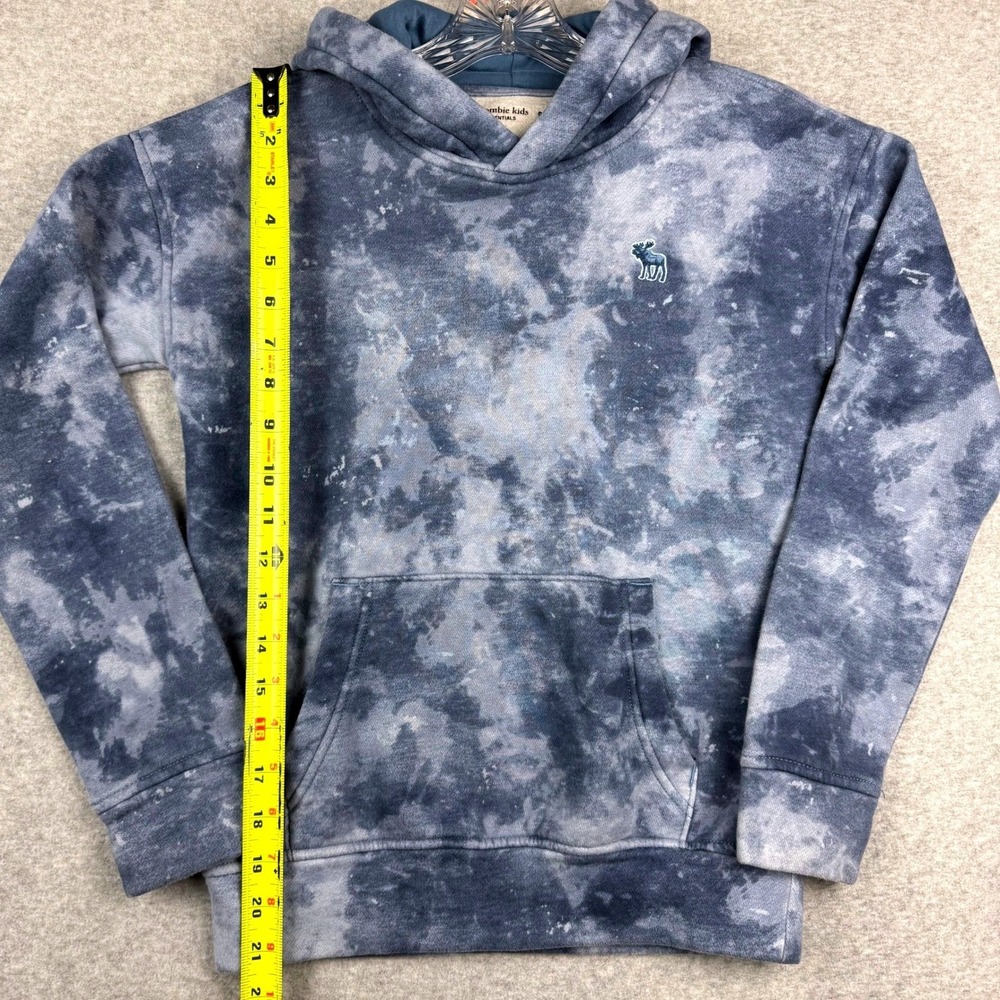 Abercrombie Kids Hoodie Kids 9/10 Blue Good Tie Dye Acid Wash Fleece Pullover - Picture 6 of 9